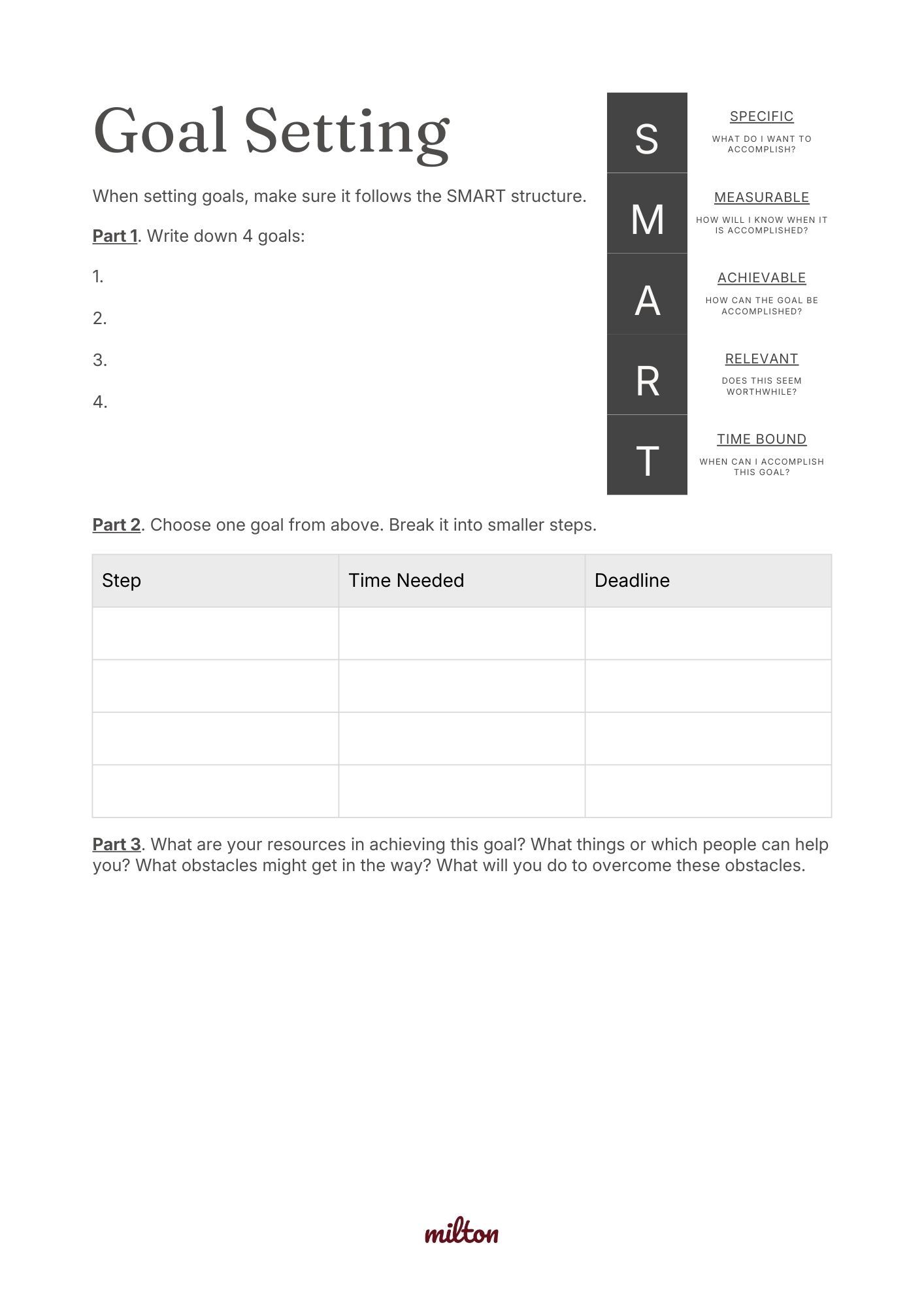 Goal setting secondary
